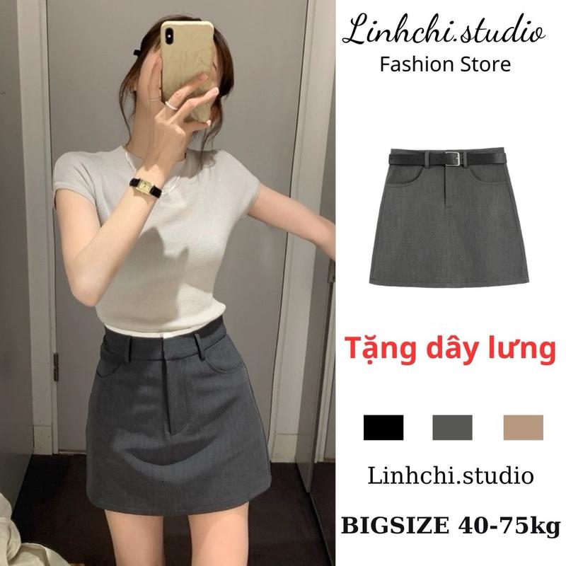 Chân váy (mã 508) kèm đai chất trượt hàn ép mùng có quần bảo hộ bo chun dáng A BIGSIZE_Linhchi.studio Nữ Women