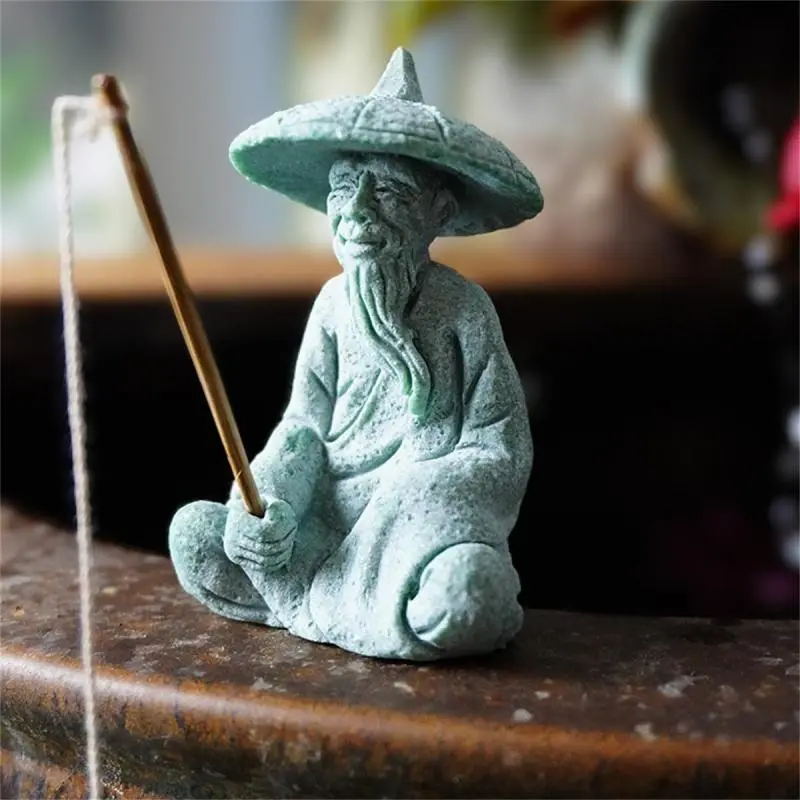 Fisherman Statue Decoration Craft, Creative Sitting Fisherman Statue with Fishing Rod, Home Decor Ornament for Living Room Bedroom Garden Pond 6
