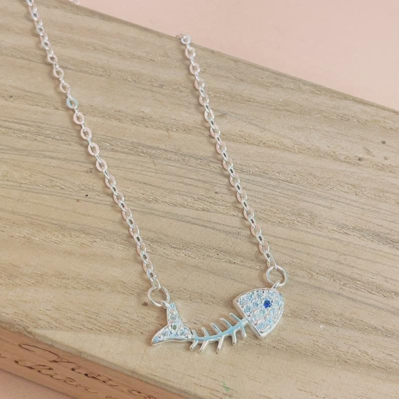  Dây Chuyền Nữ Bạc Ta Liền Mặt Hình Xương Cá Xinh-PSJ-R00206 Trang Sức Chain Vòng Cổ Jewelry 