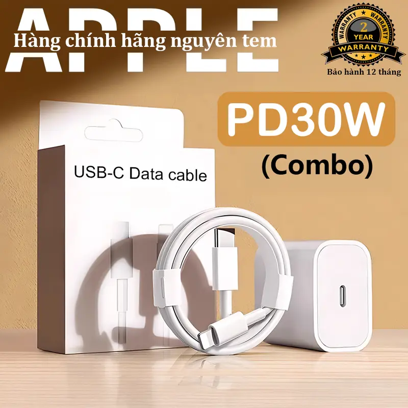 【Bộ sạc nhanh PD30W】Củ sạc nhanh+Dây sạc nhanh 1m,Type C to Lightning,Chip gốc nguyên tem,Sạc nhanh với nhiệt độ thấp,có thể sạc được 60% trong vòng 30 phút,Cho Tất cả các thiết bị type iP trên thị trường, bao gồm cả điện thoại di động/máy tính bảng