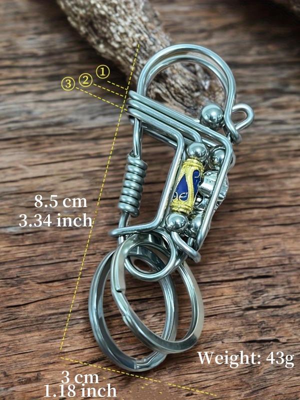 Skull Head Design Keychain, Street Style Steel Wire Keychain for Men, Fashion Accessories for Daily Use As Halloween Gift 1