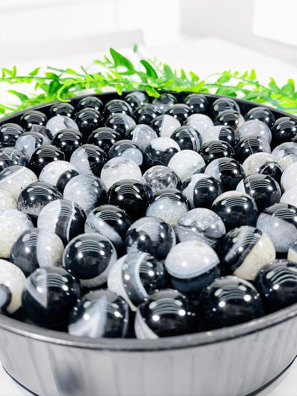 Natural Black Onyx Agate Mini Sphere, High-quality Onyx Agate Geode, Casual Rock Crystal for DIY, Home Decor, Jewelry Making 6
