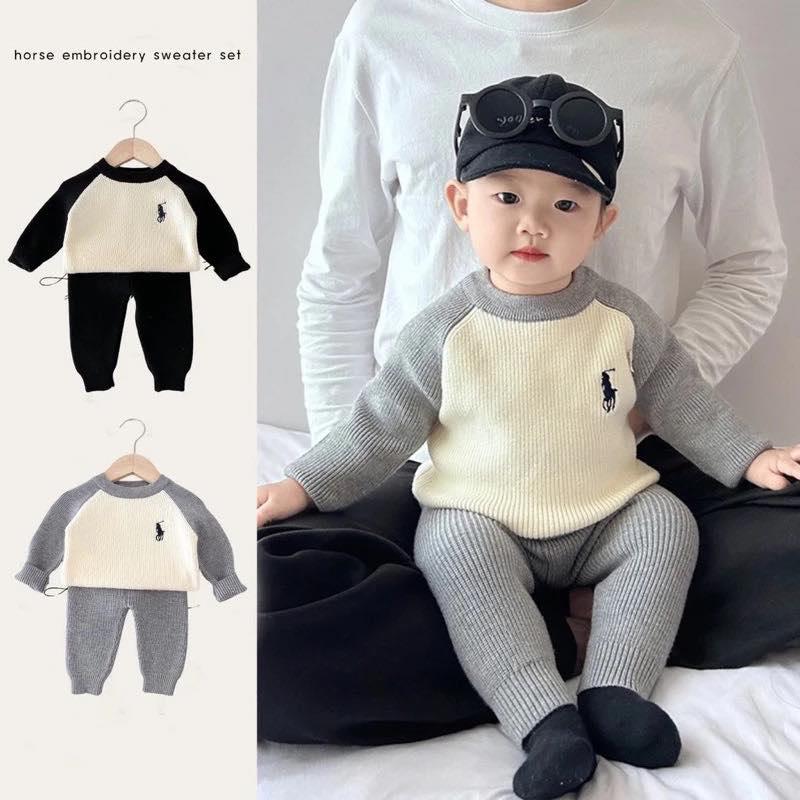 [MẸ THÓC] set bộ body bé trai: set bộ len body rời quần áo dệt thêu hình ngựa hàng QCCC by KID CLOTHING