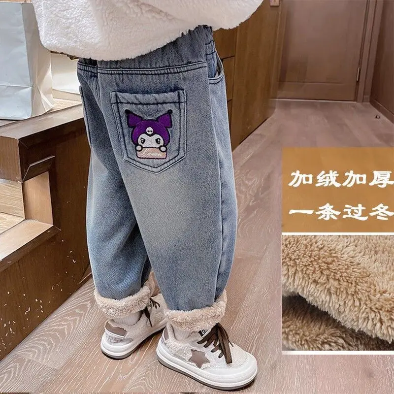 Quần Dài Jean Đệm Lông Cừu, Cho Bé Gái, Mùa Thu Và Mùa Đông, Hàng Mới Về 2024, Dày Dặn, Quần Áo Mùa Đông Cho Em Bé Gái, Quần Lót Lông Cừu Một Lớp