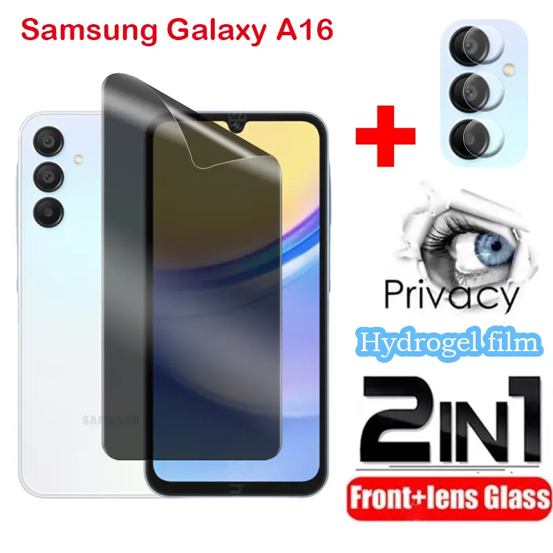 For Samsung Galaxy A16 5G A15 a 16 15 2024, 2in1 Anti-Peep Film Hydrogel Film Waterproof Screen Protectors, Anti-Peep Soft Full Set Accessories Tempered Phonecase