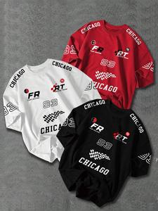 Unisex Letter Print Round Neck Tee, Casual Short Sleeve Crew Neck T-shirt for Daily Wear, Unisex Top for All Seasons