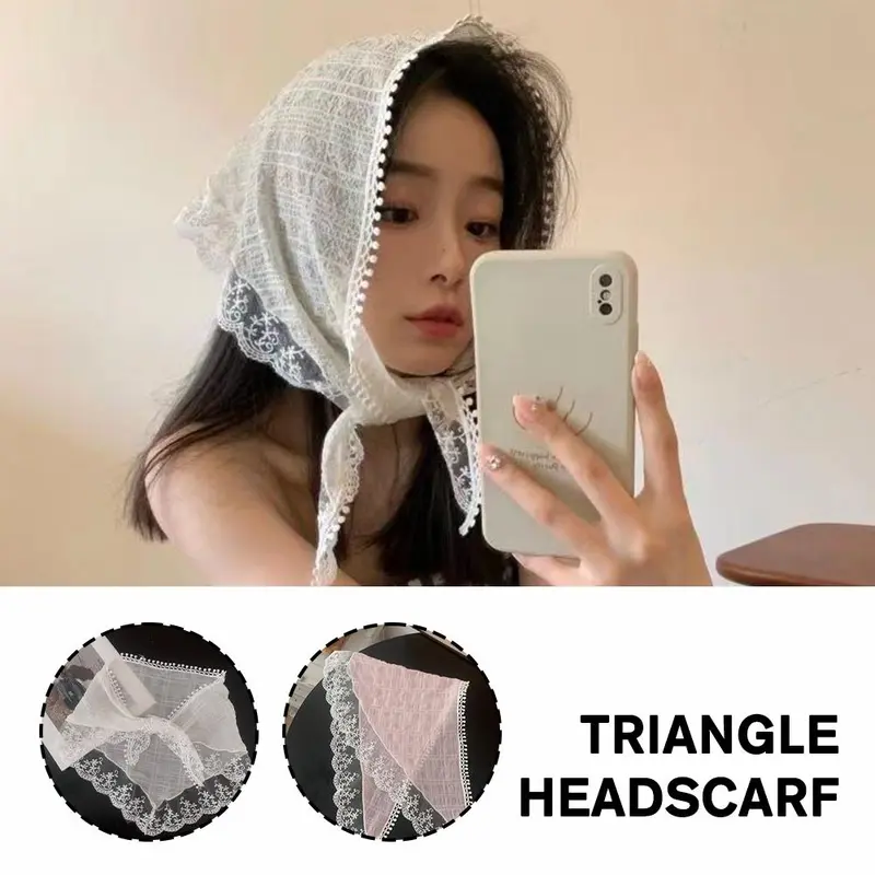 Khăn Trùm Đầu Ren Hoa Đồng Quê Kiểu Pháp Khăn Quàng Quàng Cổ Tam Giác Cho Nữ Băng Đô Gói Tóc Buộc Đầu Phụ Kiện Tóc Dễ Thương Và Ngọt Ngào 5