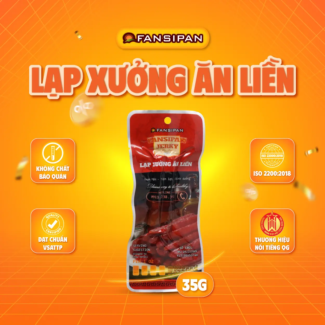 Lạp xưởng ăn liền chính hãng Fansipan gói 35g - Đạt chuẩn ATVSTP