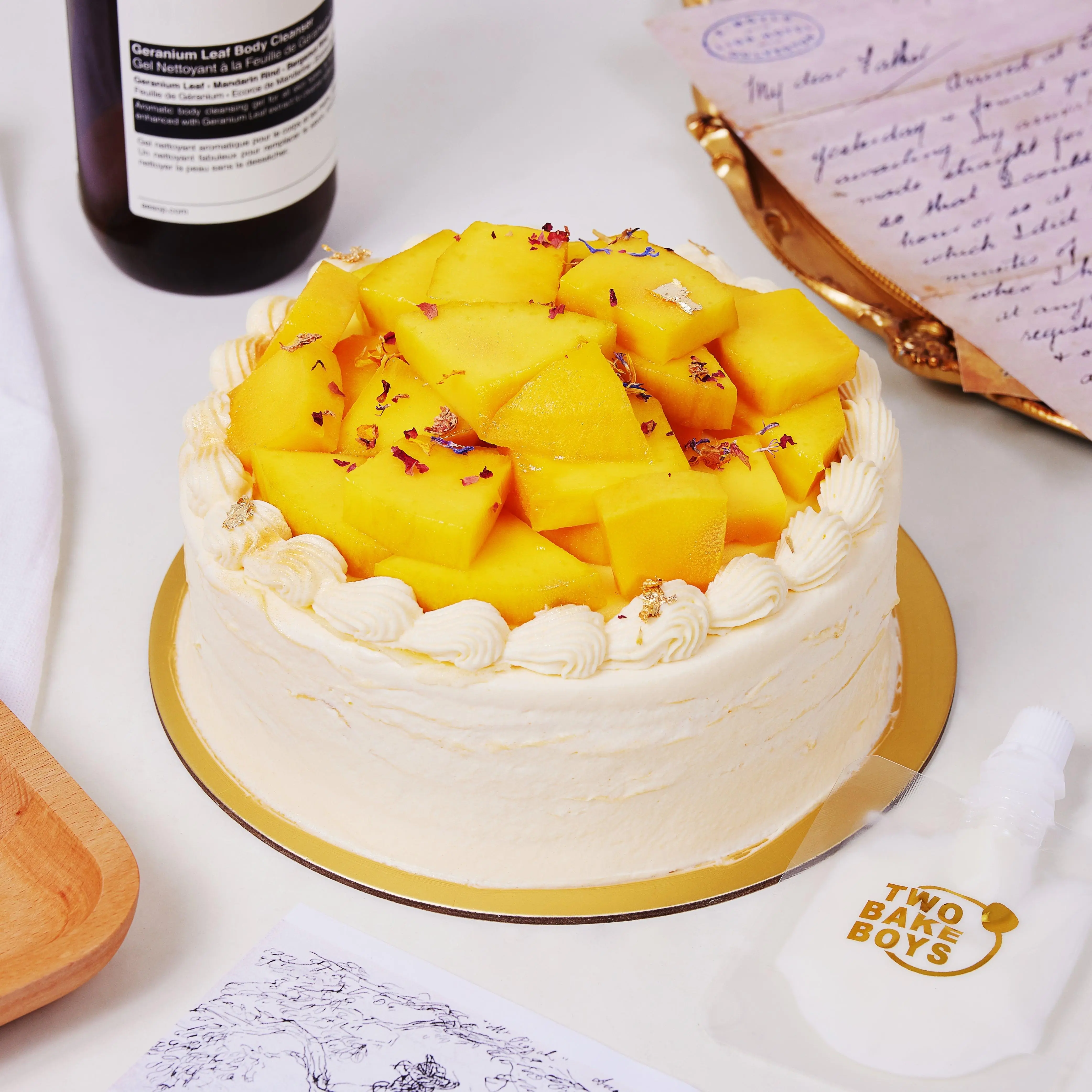 Halal Mango crepe cake 6" with coconut sauce  suitable for 6-8 pax  Foods Perfume Nata