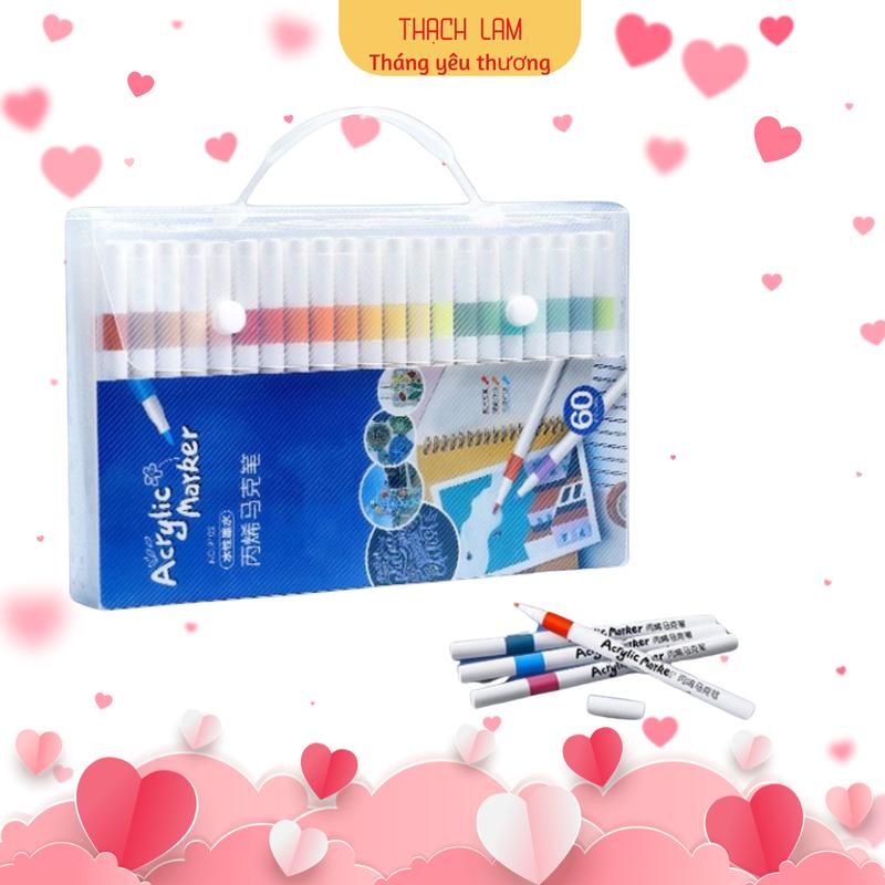 Giao Nhanh Bút màu marker acrylic 8812 sơn đánh dấu bộ 60 đầu nhọn chống thấm nước không bị nhòe vẽ lên được nhiều chất liệu màu acrylic