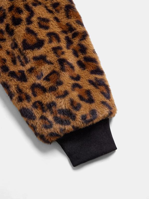 YOZY Women's Leopard Print Zip Up Thermal Lined Reversible Hooded Jacket, Fashion Casual Long Sleeve Pocket Outerwear for Daily Outdoor Wear, Women Clothing for Fall & Winter 7