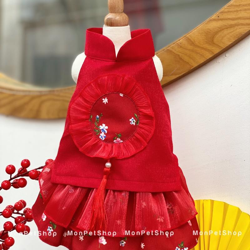 Váy Tết Tafa nhũ phối tơ cho thú cưng 2