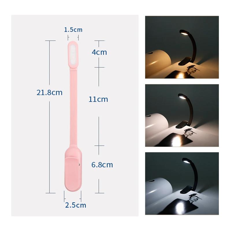 Product Introduction of Usb Rechargeable Mini Led Book Light Clip-on Night Lights Stepless Brightness 360-degrees Angle 3-colors Reading Lamp Adjustable 8