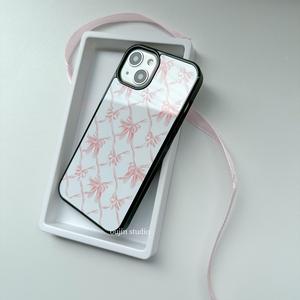 Ins Niche Ballet Girl Style Ribbon Bow Exquisite Sweet Suitable for 15/14ProMax Phone Case 12/13/14 New Style 11 Phone Protective Case