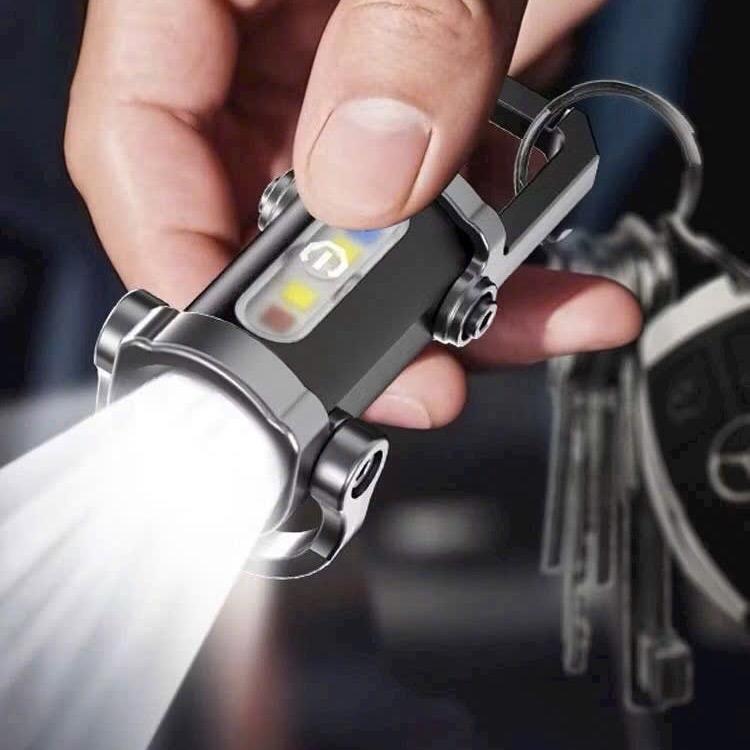 Đèn pin sạc tích điện kiem móc khóa,Đèn làm việc mini 7 chế độ sáng