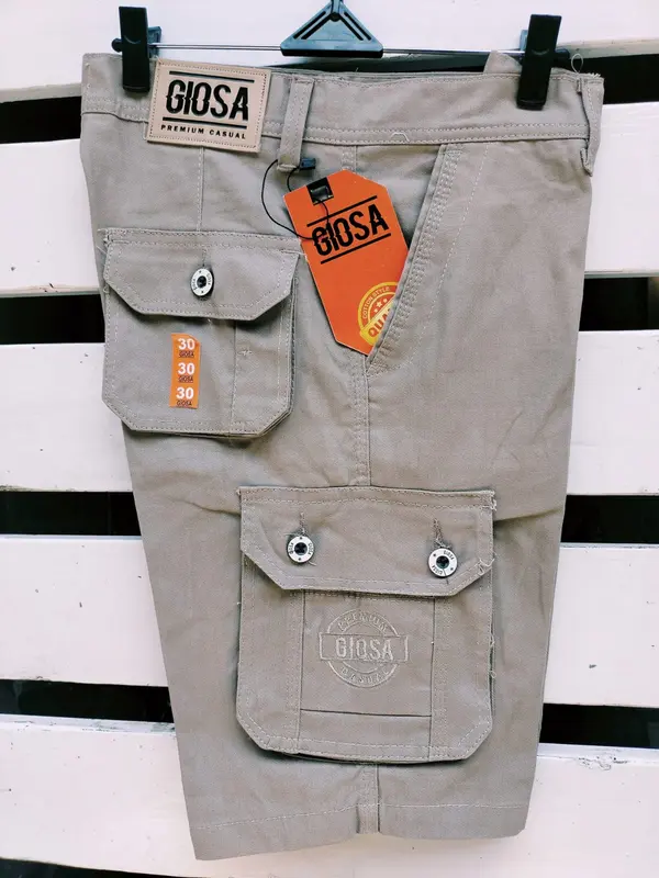 Celana Pendek Cargo Pria Bahan Katun Tebal Halus Kualitas CARDINAL Merk GIOSA Warna Hitam Abu Mocca Krem Ukuran 27 38 Broadshort Kargo Bali 4
