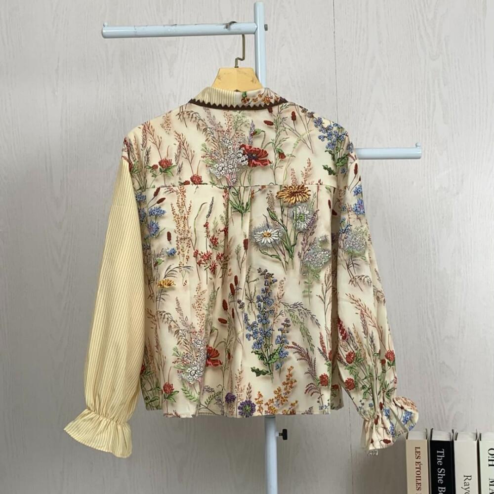 Asaya Atasan Kemeja Pakaian Wanita Motif Bergaris Mode Korea Terbaru