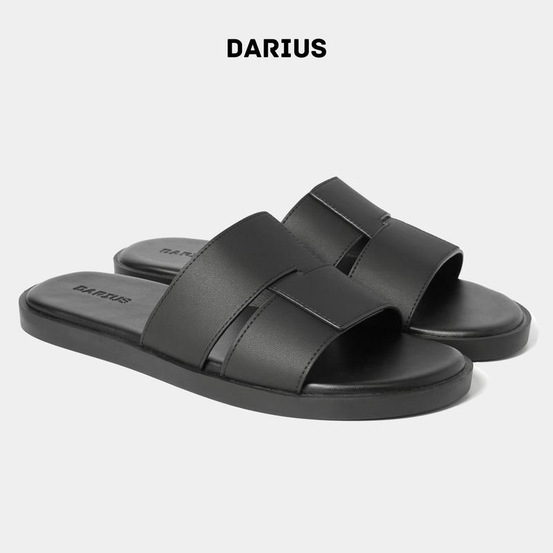 Dép Nam Quai Ngang Thương Hiệu DARIUS Phong Cách Trẻ Trung - Sang Trọng Da Microfiber Đế TPR cao cấp size chuẩn Đế Bằng- Mã D242