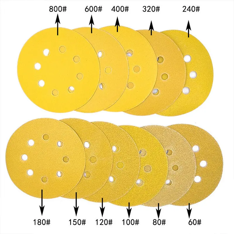 10Pcs Amplas Bulat 5 Inch P80/P120/P240/P400 Sand Paper Disc Tempel Velcro 6