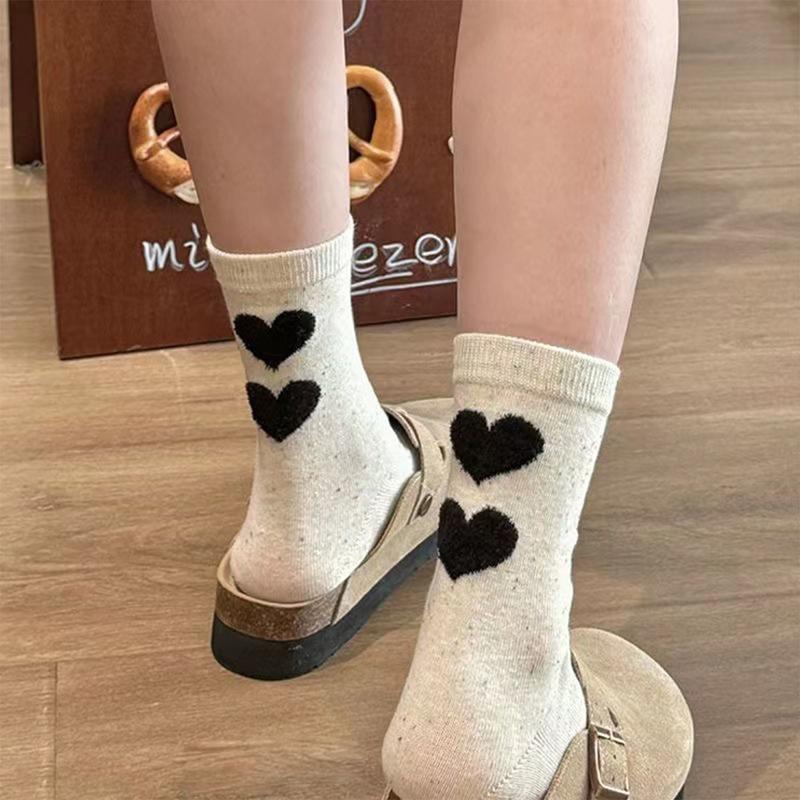 Tất Cao Cho Nữ, Màu Muối Và Hạt Tiêu, Họa Tiết GẤU CHERRY, Phong Cách Hàn Quốc 4