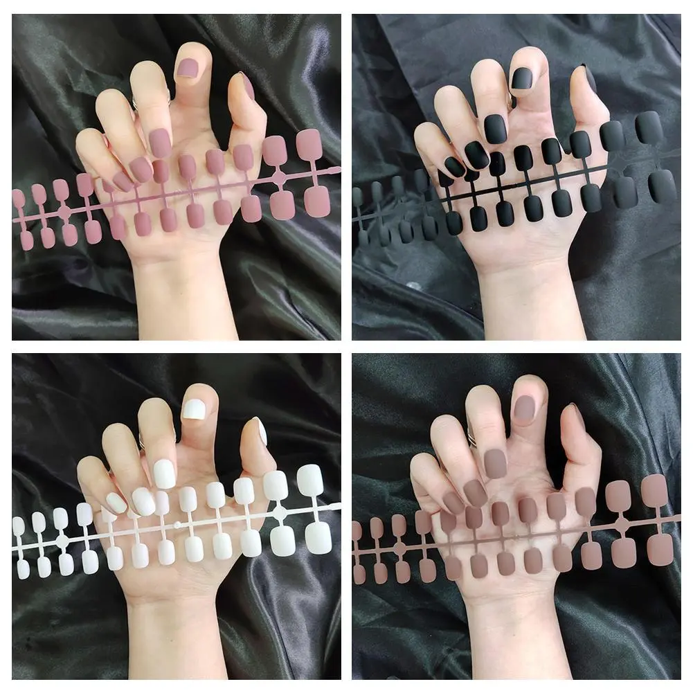 เล็บปลอม, ผิวด้าน, ชุด 24 ชิ้น, สั้น, สวมใส่ Mani ทุกวัน, สีเล็บทึบ, J5R5