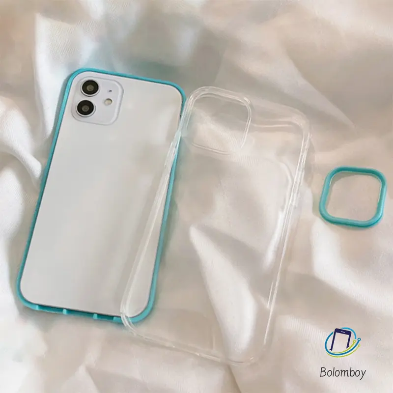 Ốp Điện Thoại Trong Suốt TPU Khung Đơn Giản Màu Macaroon, Thiết Kế 3 Trong 1, Tương Thích Với iPhone 11, 12, 13, 14, Pro Max, Mini, 6, 7, 8 Plus, X, XS Max, XR, SE, Chống Sốc Và Chống Thấm Nước, Ốp Lưng Điện Thoại Trong Suốt 4