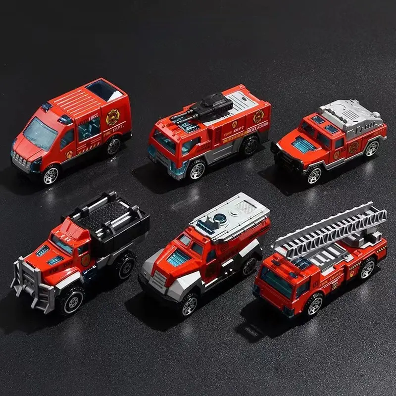Fire Rescue  Ladder Truck Model Mini Alloy Car Toy Set