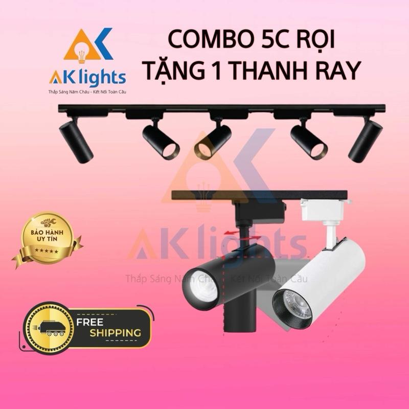 Combo 5 bóng đèn rọi 20w + tặng 1 thanh ray, đèn rọi ray trang trí nhà cửa shop quần áo, quán cafe/ đèn rọi + thanh ray