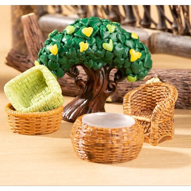 Mô hình bàn ghế tre, rổ tre, sọt tre size mini decor tiểu cảnh, trang trí nhà mô hình ( có clip thực tế ) 6