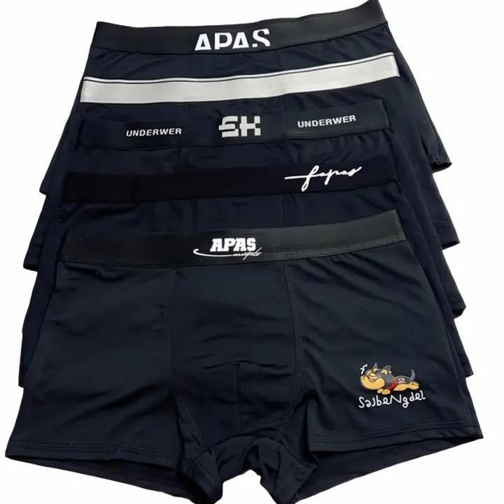 Combo 5 quần sịp đùi nam full đen mix mã chất liệu thun lạnh co dãn 4 chiều Quần boxer/quần đùi Menswear Chống Nước