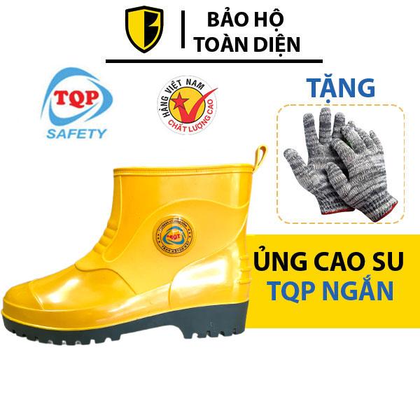 Tặng Găng Tay Ủng Cao Su TQP Vàng Cổ Thấp _ Ủng nhựa PVC chống nước chống trượt và bảo vệ đôi chân