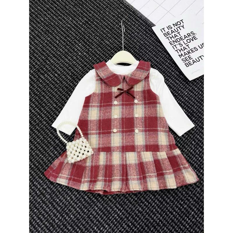 [5-18kg] TD188- Set VÁY DẠ ĐỎ sang chảnh cho bé gái mặc đi chơi noen, chơi tết [XMGY]