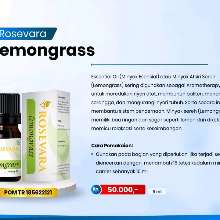 essential oil lemongrass rosevara Minyak Essential Varash BPOM dan Halal 1