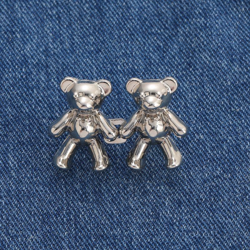 Product Introduction of 1Pair Nail-free Jeans Bear Waist Buckle Removable Closing Artifact Invisible Snap Button Tightening Waistband Button Adjustable 16