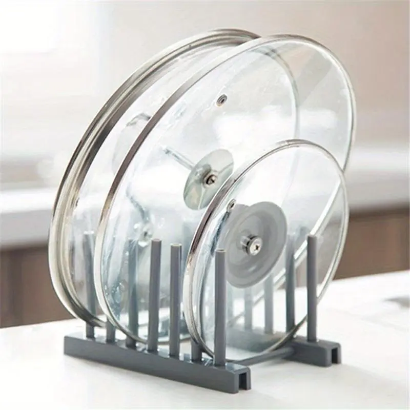 Kitchen Pot Lid Rack, 1 Count Kitchen Countertop Pot Lid Holder, Spoon Holder Shelf, Cooking Dish Pan Cover Stand, Kitchen Accessories 6