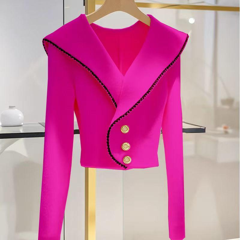 Áo Cardigan Dệt Kim, Cổ Bẻ Áo Màu Trắng, Phong Cách Cổ Điển Cao Cấp, Áo Khoác Len Cropped Xén, Dành Cho Nữ, Mùa Thu 2024, Thiết Kế Độc Đáo Siêu Đẹp 2