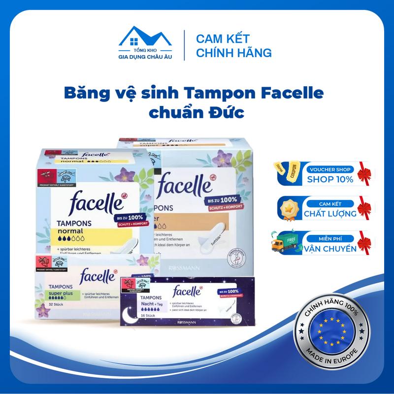  Băng Vệ Sinh Tampon Facelle Chuẩn Đức Siêu Tiện Lợi Với Kích Thước Nhỏ Chống Tràn Thấm Hút Siêu Nhanh An Toàn Cho Sức Khỏe 