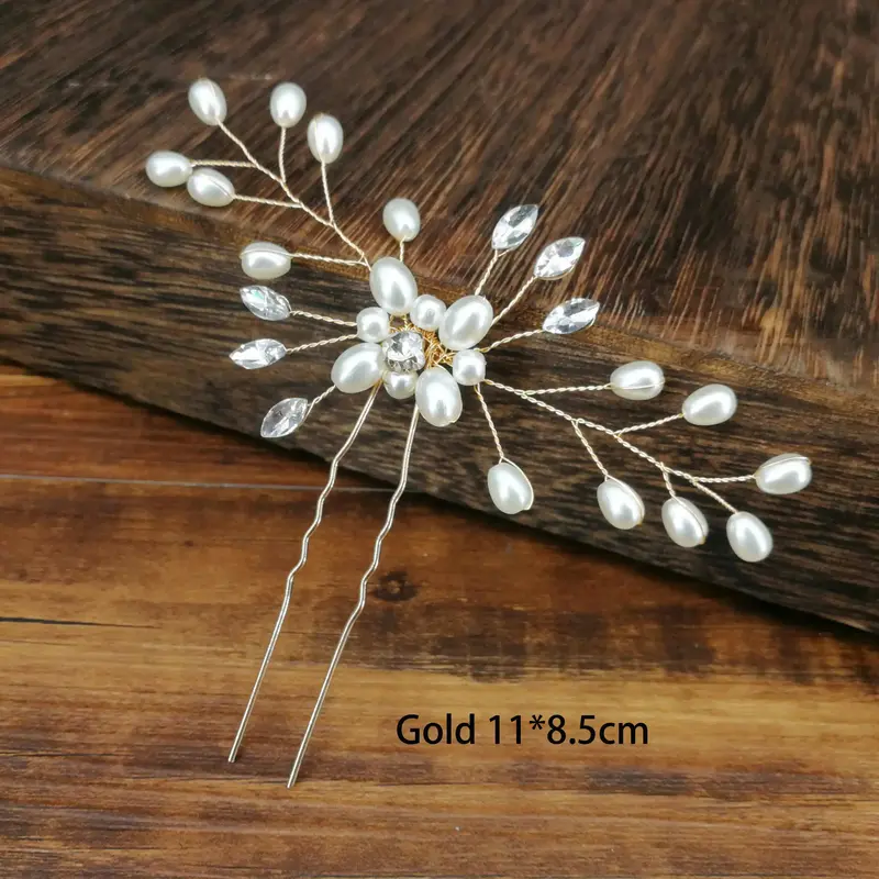 Women U-shaped Pin Metal Barrette Clip Hairpins Simulated Pearl Bridal Tiara Hair Accessories Wedding Hairstyle Design Tools 7