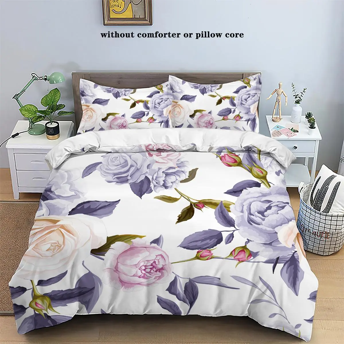 Floral Print Duvet Cover Set, 3 Counts/set Including 1 Duvet Cover & 2 Pillowcase without Filler, Soft Comfortable Bedding Set for Home Bedroom Hotel, Ditsy Floral Bedding