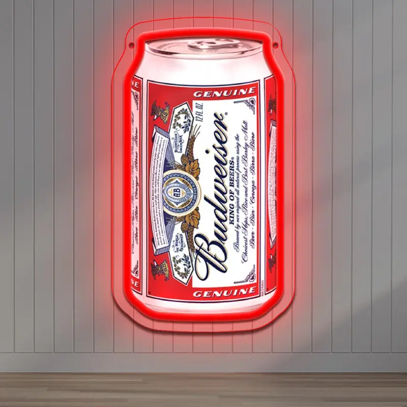 Budweiser Beer Pattern LED Neon Sign, USB Powered Wall Neon Light, Novelty Lighting for Home Party Bar Shop Decoration 0
