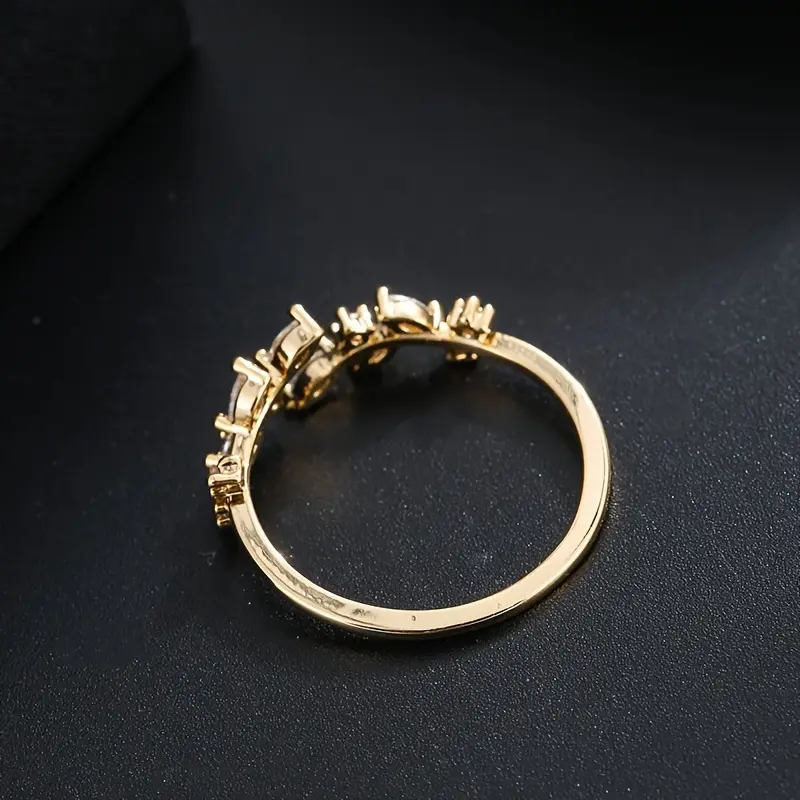 1pc Elegant Leaf Design Ring, Copper Material, Synthetic Zirconia Mosaic, Perfect for Daily and Party Occasions delicate gift exquisite surprising 6