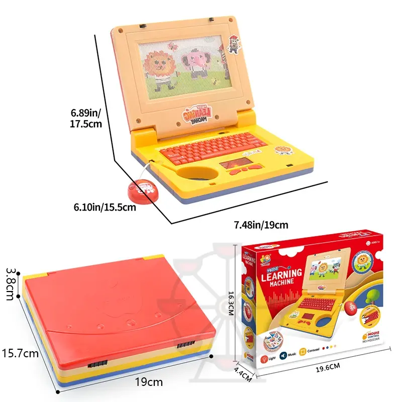 Mainan  Belajar edukasi laptop anak Alat bahasa Inggris Musik bantu belajar Learning Machine Notebook Laptop elektrik dan layar kartun bergerak Mini 8