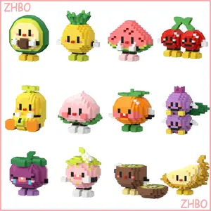 ZHBO Mainan Bricks Buah Blewah Model Mini Puzzle Blok Bangunan Edukasi Mainan Anak Perempuan Kotak Permainan ABS 6+ Tahun