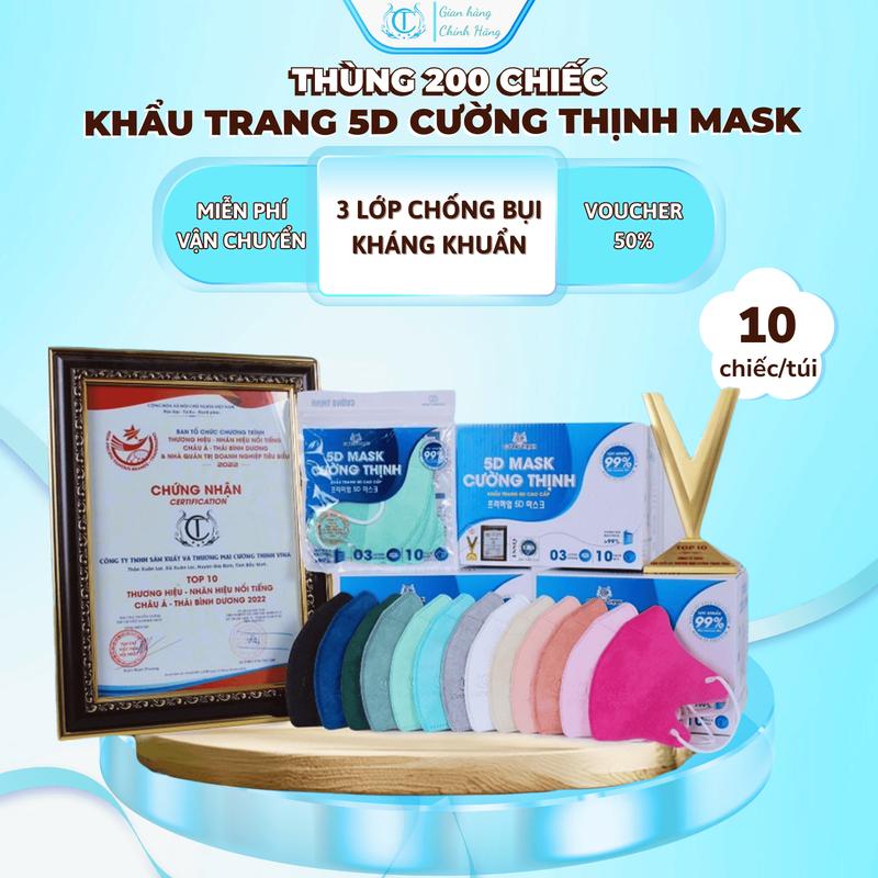 Thùng 200 Chiếc Khẩu Trang 5D Cường Thịnh