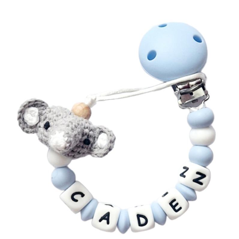 Crochet Elephant Head Silicone Dummy Clip 1