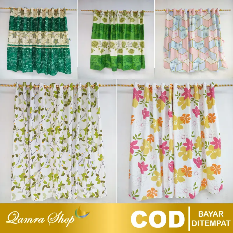 Gorden Jendela Kamar Pendek Murah Motif Terbaru Smokring 10 Lubang