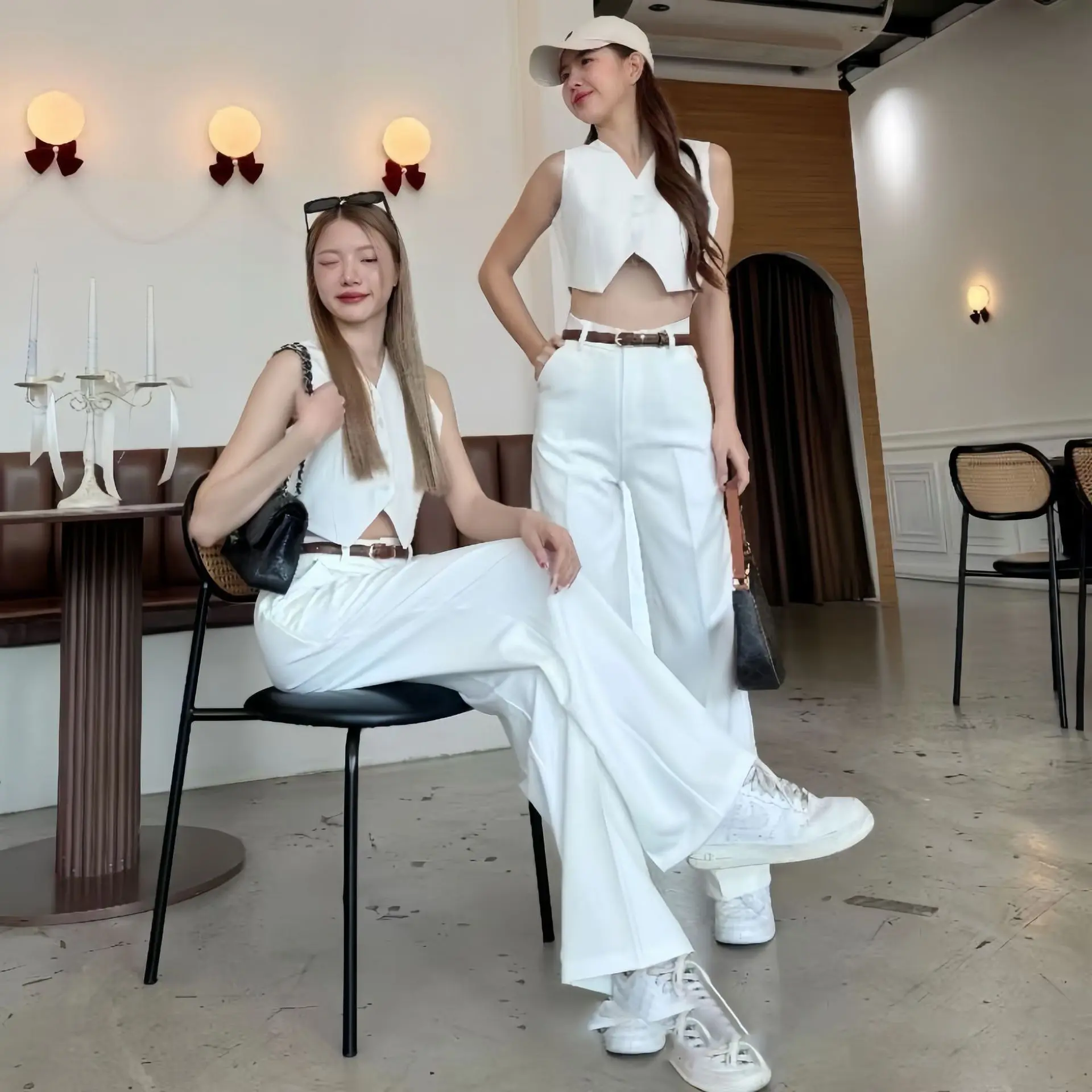 Quần ống suông nữ kèm đai belt bigsize gen eo hack dáng.