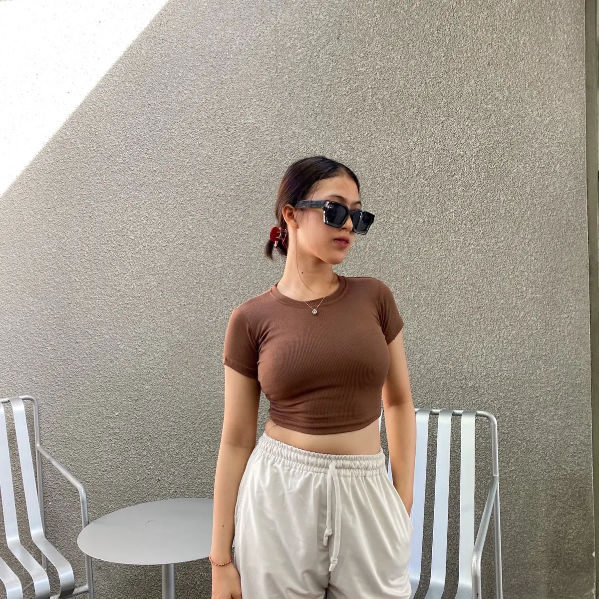 [Dyfashionstuff] TOP RIB LEHER O Katun Polos