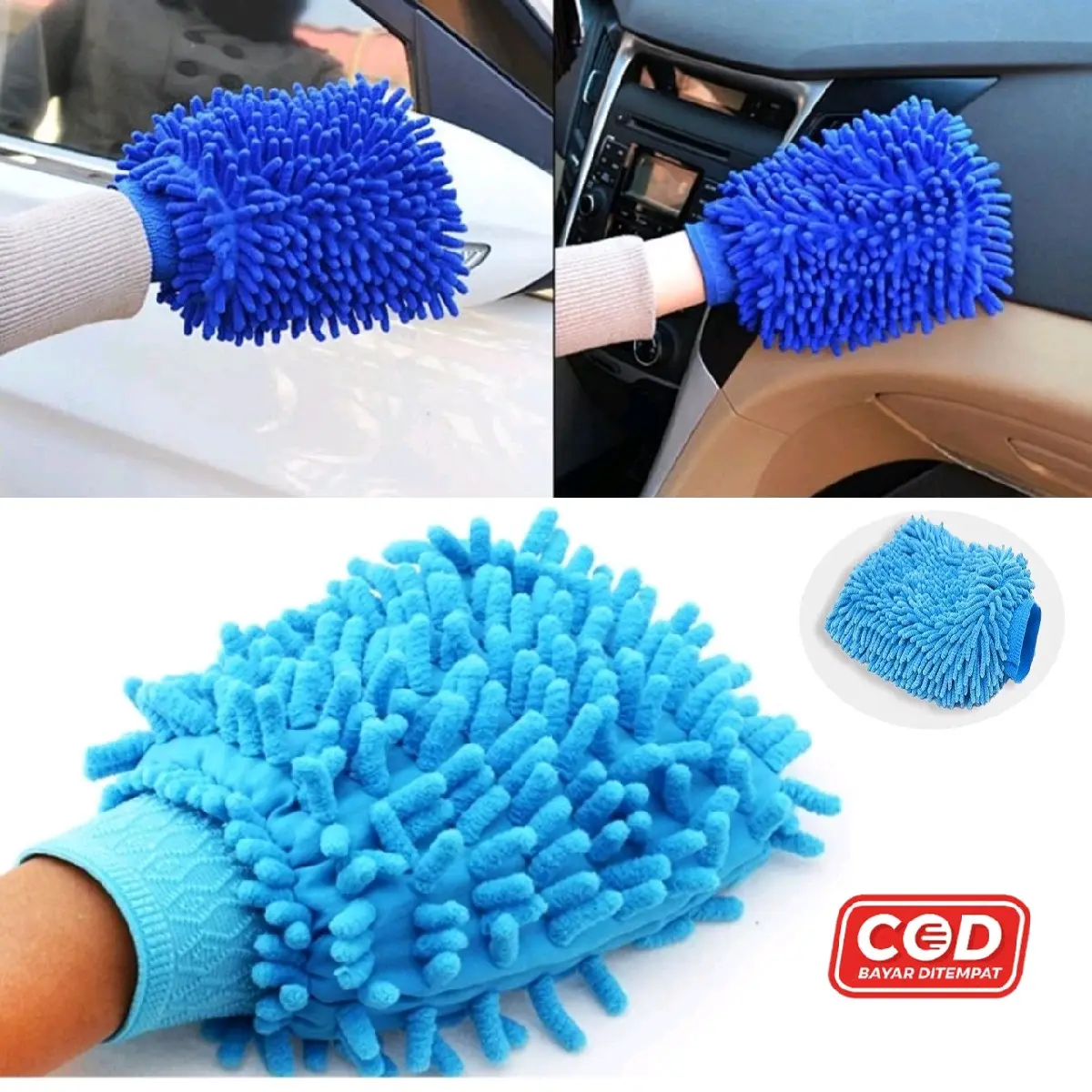 Sarung Tangan Lap Cendol Microfiber Cuci Serat Micro Kain Premium Serbaguna Detailing Motor Mobil Karet Car Kendaraan