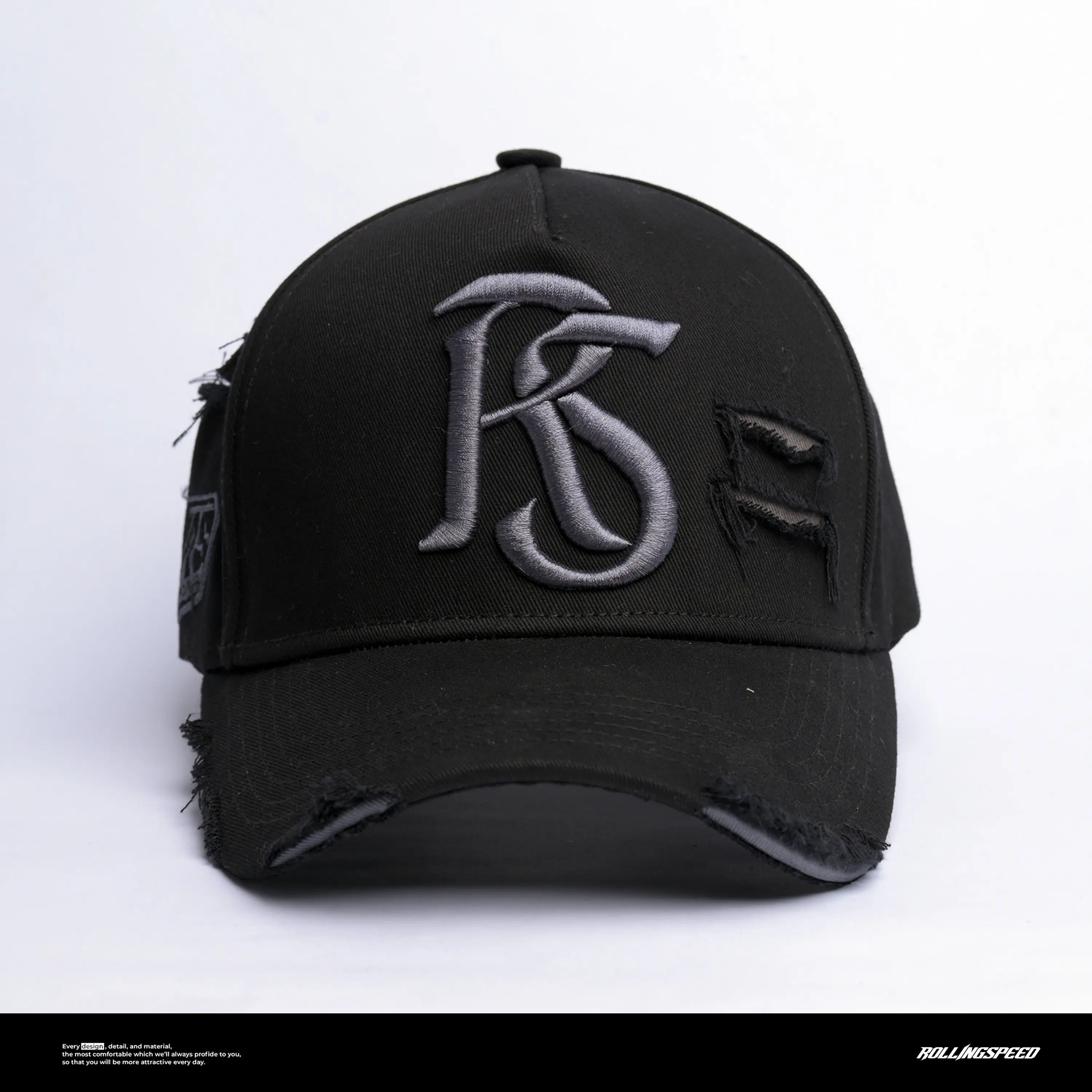 Rollingsspeed - Trucker Helden Ripped Baseball Caps - Topi Hitam